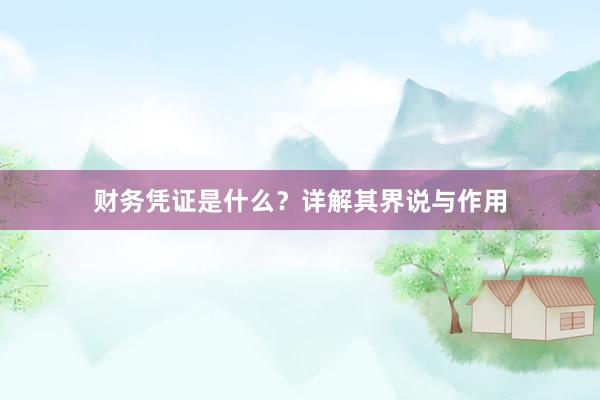 财务凭证是什么？详解其界说与作用
